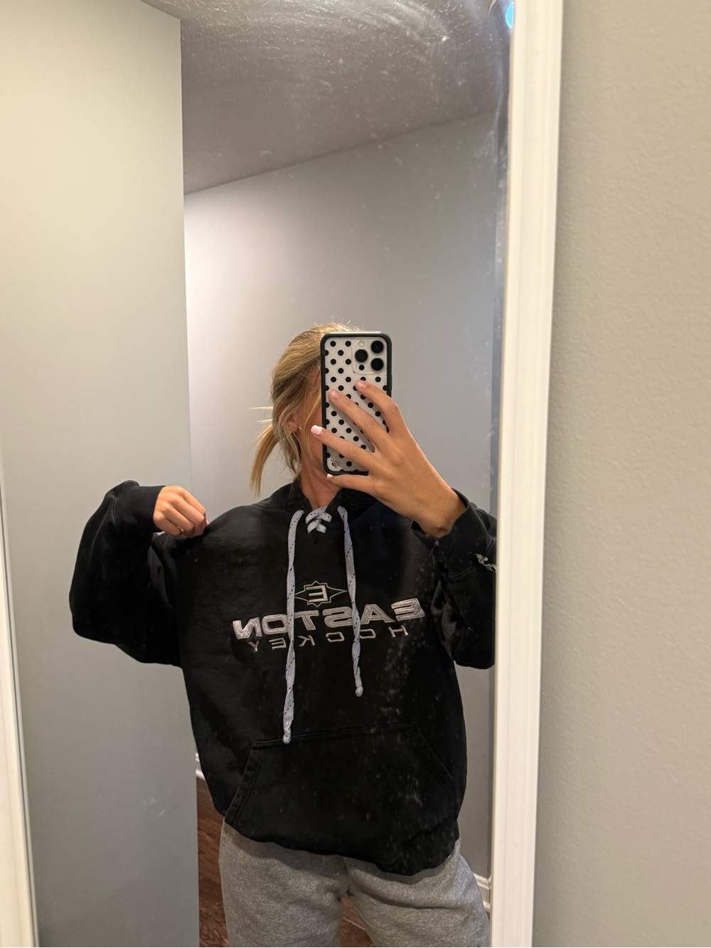 Easton Black Hockey Pullover Hoodie with White Logo